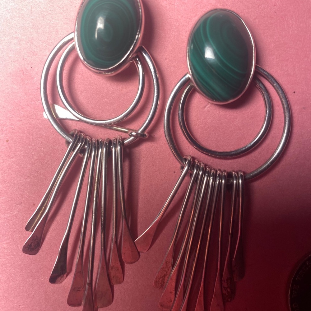 cabochon malachite  .925 handmade